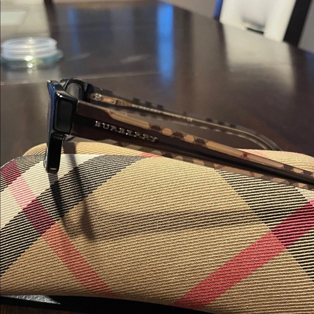 Burberry Black Eyeglasses with Plaid Case - Picture 2 of 4